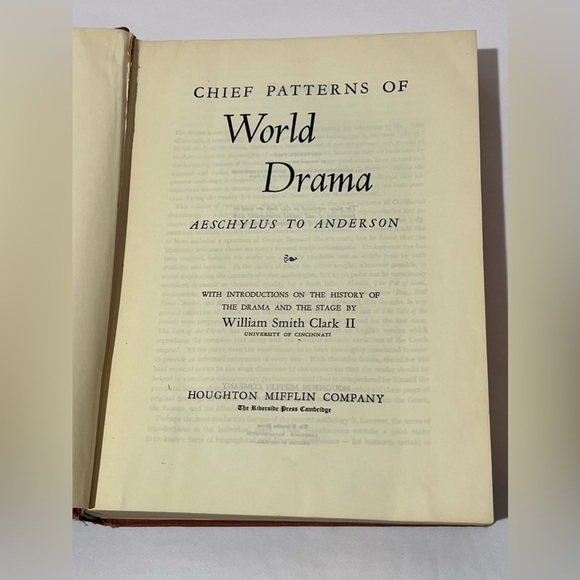 Chief Patterns Of World Drama Aeschylus To Anderson 1946 HC 1st Edition - Picture 5 of 9
